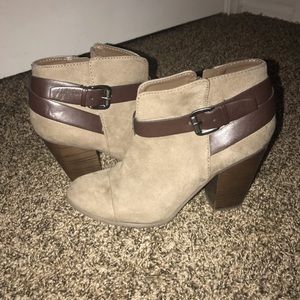 Grey and brown boots